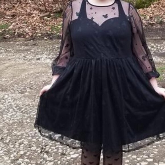 Torrid Dress 18 NWT Disney Mickey Stars At The Knee Tulle Illusion Neck Skater - Picture 6 of 9